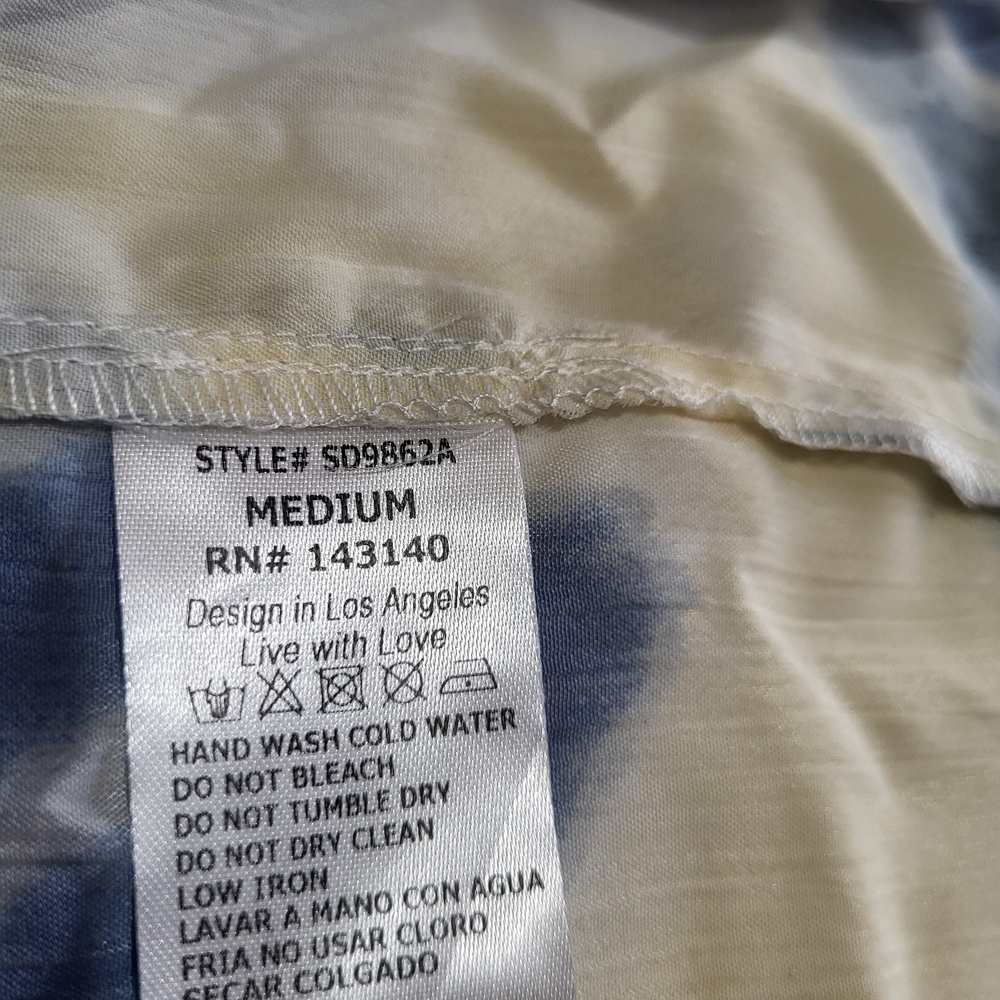 Style Rack Blue and White Tie-Dye V-Neck Coverup Beach Resort Spaghetti Strap - Picture 8 of 11